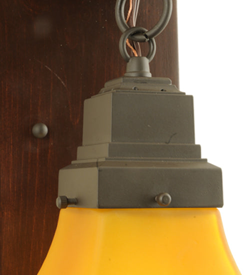Meyda Lighting Bungalow 5" Chestnut Wall Sconce With Frosted Amber Shade Glass