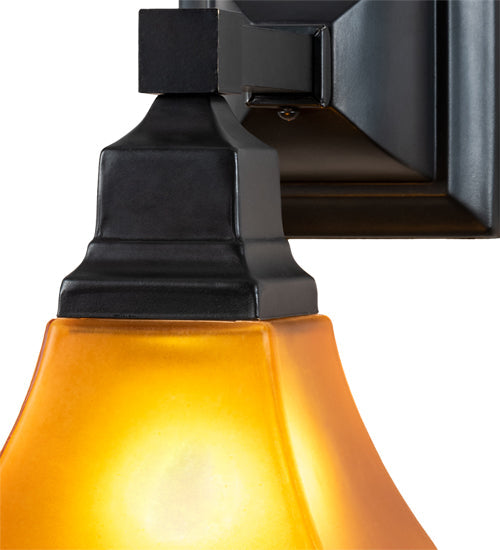 Meyda Lighting Bungalow 5" Craftsman Brown Wall Sconce With Amber Frosted Art Shade Glass