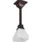 Meyda Lighting Bungalow 5" Mahogany Bronze White Alabaster Swirl Pendant Light With White Shade Glass