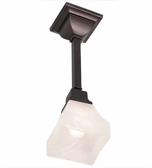 Meyda Lighting Bungalow 5" Mahogany Bronze White Alabaster Swirl Pendant Light With White Shade Glass