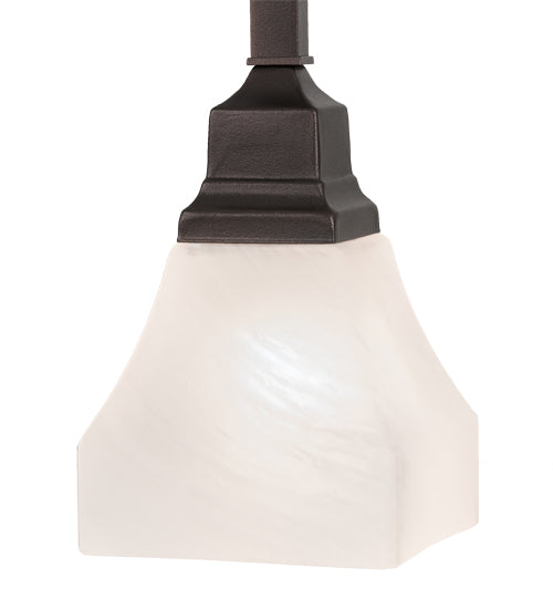 Meyda Lighting Bungalow 5" Mahogany Bronze White Alabaster Swirl Pendant Light With White Shade Glass