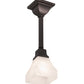 Meyda Lighting Bungalow 5" Mahogany Bronze White Alabaster Swirl Pendant Light With White Shade Glass