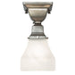 Meyda Lighting Bungalow 7" Brushed Nickel Flush Mount Light With White Alabaster Swirl Shade Glass