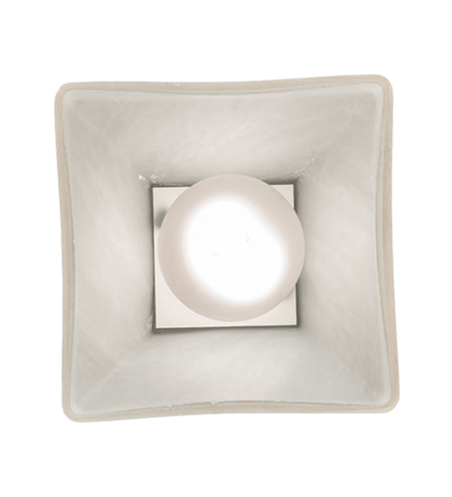 Meyda Lighting Bungalow 7" Brushed Nickel Flush Mount Light With White Alabaster Swirl Shade Glass