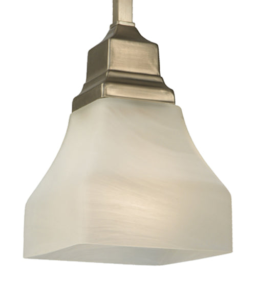 Meyda Lighting Bungalow 7" Brushed Nickel Mini Pendant Light With White Alabaster Swirl Shade Glass