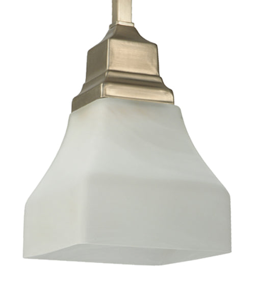 Meyda Lighting Bungalow 7" Brushed Nickel Mini Pendant Light With White Alabaster Swirl Shade Glass