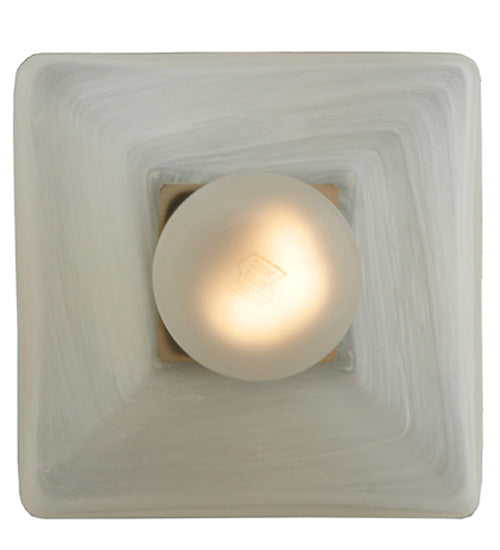 Meyda Lighting Bungalow 7" Brushed Nickel Mini Pendant Light With White Alabaster Swirl Shade Glass