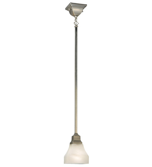 Meyda Lighting Bungalow 7" Brushed Nickel Mini Pendant Light With White Alabaster Swirl Shade Glass
