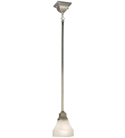 Meyda Lighting Bungalow 7" Brushed Nickel Mini Pendant Light With White Alabaster Swirl Shade Glass