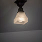 Meyda Lighting Bungalow 7" Oil Rubbed Bronze Alabaster Swirl Flush Mount Mount Light With White Alabaster Shade Glass