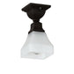Meyda Lighting Bungalow 7" Oil Rubbed Bronze Alabaster Swirl Flush Mount Mount Light With White Alabaster Shade Glass