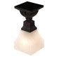 Meyda Lighting Bungalow 7" Oil Rubbed Bronze Alabaster Swirl Flush Mount Mount Light With White Alabaster Shade Glass