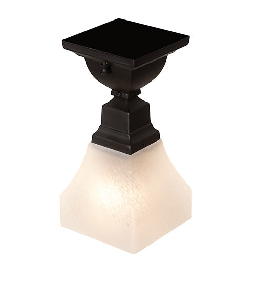 Meyda Lighting Bungalow 7" Oil Rubbed Bronze Alabaster Swirl Flush Mount Mount Light With White Alabaster Shade Glass