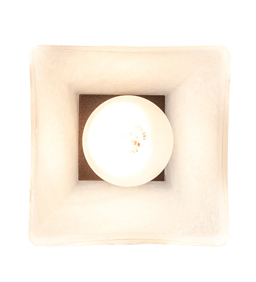 Meyda Lighting Bungalow 7" Oil Rubbed Bronze Alabaster Swirl Flush Mount Mount Light With White Alabaster Shade Glass