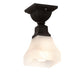 Meyda Lighting Bungalow 7" Oil Rubbed Bronze Alabaster Swirl Flush Mount Mount Light With White Alabaster Shade Glass