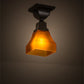 Meyda Lighting Bungalow 7" Timeless Bronze Flush Mount Light With Amber Frosted Shade Glass