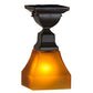 Meyda Lighting Bungalow 7" Timeless Bronze Flush Mount Light With Amber Frosted Shade Glass