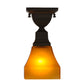 Meyda Lighting Bungalow 7" Timeless Bronze Flush Mount Light With Amber Frosted Shade Glass