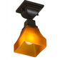 Meyda Lighting Bungalow 7" Timeless Bronze Flush Mount Light With Amber Frosted Shade Glass