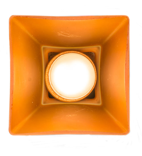 Meyda Lighting Bungalow 7" Timeless Bronze Flush Mount Light With Amber Frosted Shade Glass