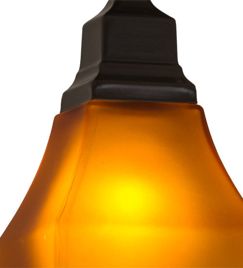 Meyda Lighting Bungalow 7" Timeless Bronze Flush Mount Light With Amber Frosted Shade Glass