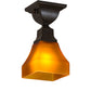 Meyda Lighting Bungalow 7" Timeless Bronze Flush Mount Light With Amber Frosted Shade Glass