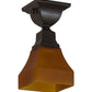 Meyda Lighting Bungalow 7" Timeless Bronze Flush Mount Light With Frosted Amber Shade Glass