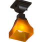 Meyda Lighting Bungalow 7" Timeless Bronze Flush Mount Light With Frosted Amber Shade Glass