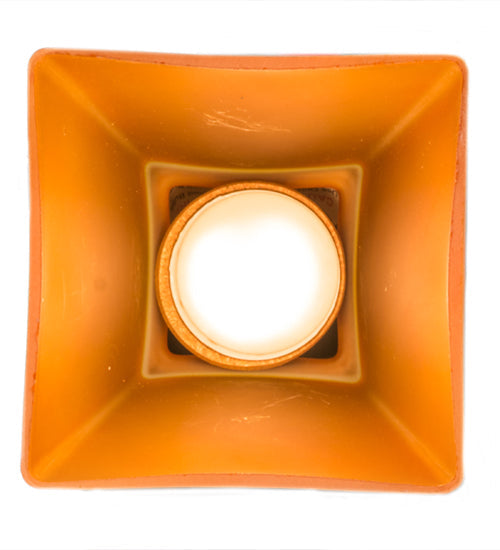 Meyda Lighting Bungalow 7" Timeless Bronze Flush Mount Light With Frosted Amber Shade Glass