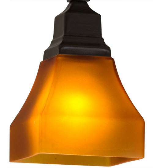 Meyda Lighting Bungalow 7" Timeless Bronze Flush Mount Light With Frosted Amber Shade Glass