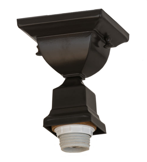 Meyda Lighting Bungalow 7" Timeless Bronze Flush Mount Light With Frosted Amber Shade Glass