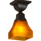 Meyda Lighting Bungalow 7" Timeless Bronze Flush Mount Light With Frosted Amber Shade Glass