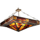 Meyda Lighting Bungalow Rose 51" 8-Light Antique Copper Inverted Pendant Light With Amber Mica & Root Beer Shade Glass