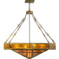 Meyda Lighting Bungalow Rose 51" 8-Light Antique Copper Inverted Pendant Light With Amber Mica & Root Beer Shade Glass