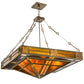 Meyda Lighting Bungalow Rose 51" 8-Light Antique Copper Inverted Pendant Light With Amber Mica & Root Beer Shade Glass