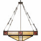 Meyda Lighting Bungalow Rose 51" 8-Light Timeless Bronze Inverted Pendant Light With Multi-Colored Stained Shade Glass