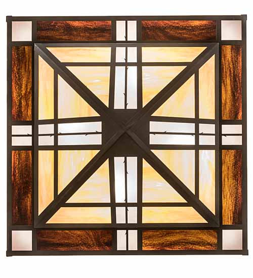 Meyda Lighting Bungalow Rose 51" 8-Light Timeless Bronze Inverted Pendant Light With Multi-Colored Stained Shade Glass