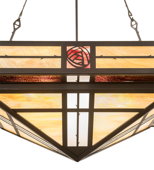 Meyda Lighting Bungalow Rose 51" 8-Light Timeless Bronze Inverted Pendant Light With Multi-Colored Stained Shade Glass