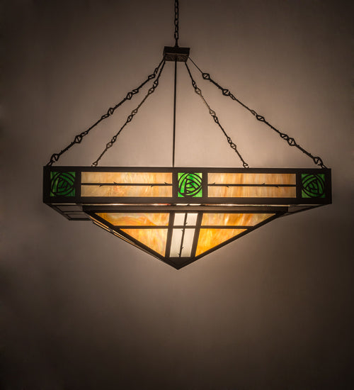 Meyda Lighting Bungalow Rose 68" 8-Light Timeless Bronze Inverted Pendant Light With Multi-Colored Shade Glass