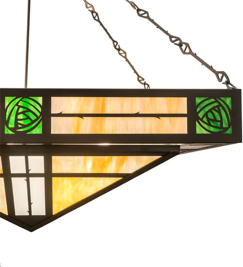 Meyda Lighting Bungalow Rose 68" 8-Light Timeless Bronze Inverted Pendant Light With Multi-Colored Shade Glass