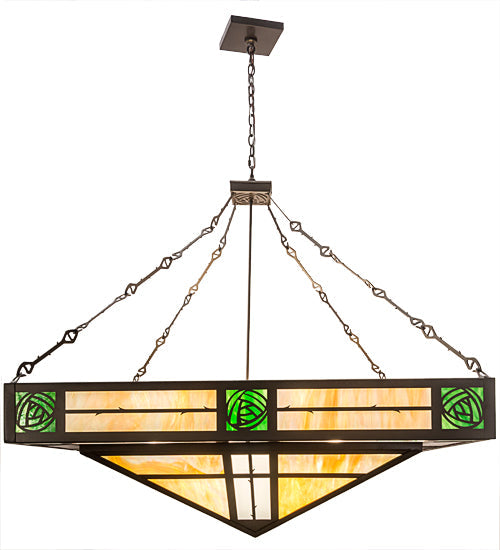 Meyda Lighting Bungalow Rose 68" 8-Light Timeless Bronze Inverted Pendant Light With Multi-Colored Shade Glass