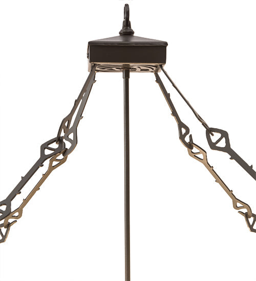 Meyda Lighting Bungalow Rose 68" 8-Light Timeless Bronze Inverted Pendant Light With Multi-Colored Shade Glass