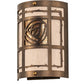 Meyda Lighting Bungalow Rose 9" 2-Light Antique Copper Wall Sconce With Amber Mica & Birchwood Shade Glass