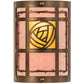 Meyda Lighting Bungalow Rose 9" 2-Light Antique Copper Wall Sconce With Amber Mica & Birchwood Shade Glass