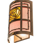 Meyda Lighting Bungalow Rose 9" 2-Light Antique Copper Wall Sconce With Amber Mica & Birchwood Shade Glass