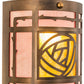 Meyda Lighting Bungalow Rose 9" 2-Light Antique Copper Wall Sconce With Amber Mica & Birchwood Shade Glass