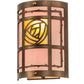 Meyda Lighting Bungalow Rose 9" 2-Light Antique Copper Wall Sconce With Amber Mica & Birchwood Shade Glass