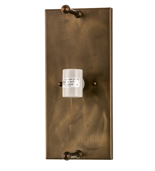 Meyda Lighting Bungalow Rose 9" 2-Light Antique Copper Wall Sconce With Amber Mica & Silver Mica Shade Glass