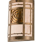 Meyda Lighting Bungalow Rose 9" 2-Light Antique Copper Wall Sconce With Amber Mica & Silver Mica Shade Glass