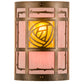 Meyda Lighting Bungalow Rose 9" 2-Light Antique Copper Wall Sconce With Amber Mica & Silver Mica Shade Glass